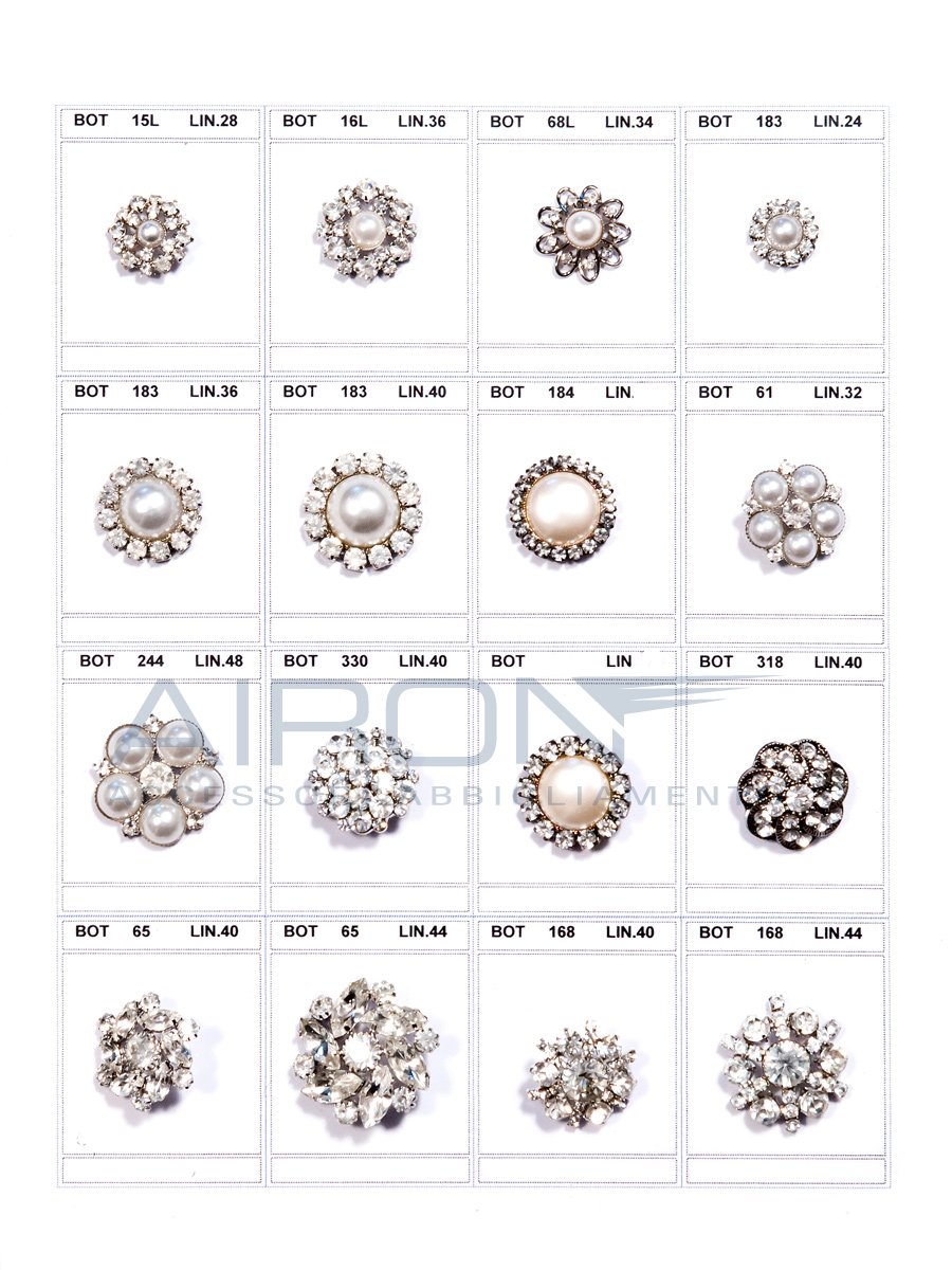 AIRON accessori, commercio ingrosso materiali da ricamo Bottoni gioiello  inserto perla